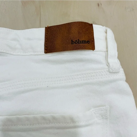 NWT Bohme Carmen Button White Bermuda Shorts Stretch Women's 29 Raw High Rise - Picture 5 of 15